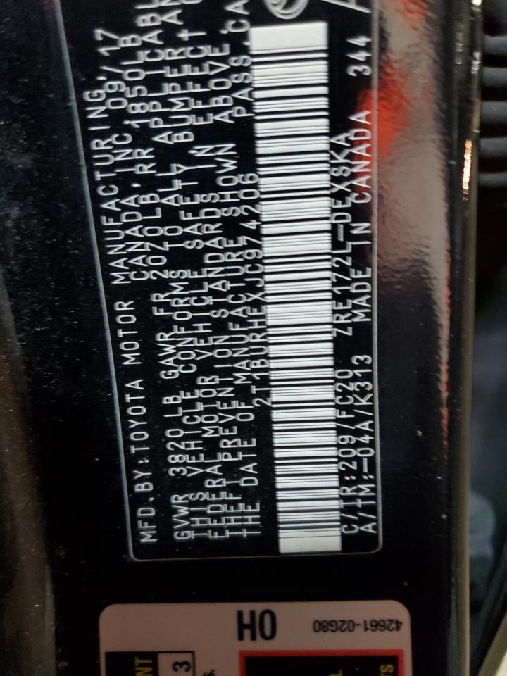 2018 Toyota Corolla L VIN: 2T1BURHEXJC974206 Lot: 85773955