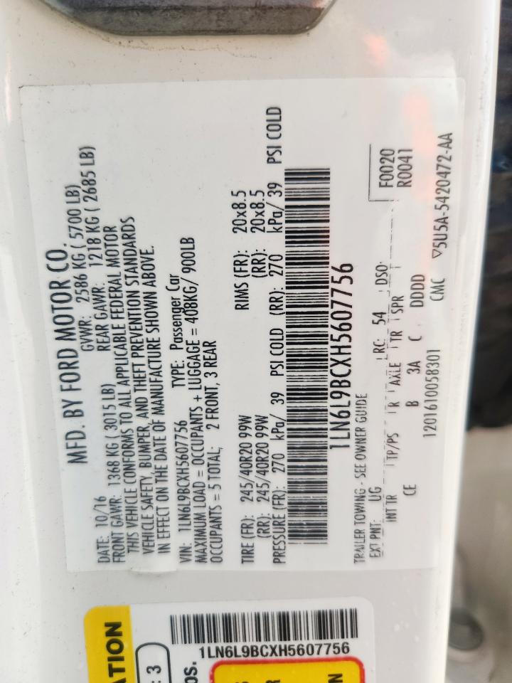 2017 Lincoln Continental Black Label VIN: 1LN6L9BCXH5607756 Lot: 84762195