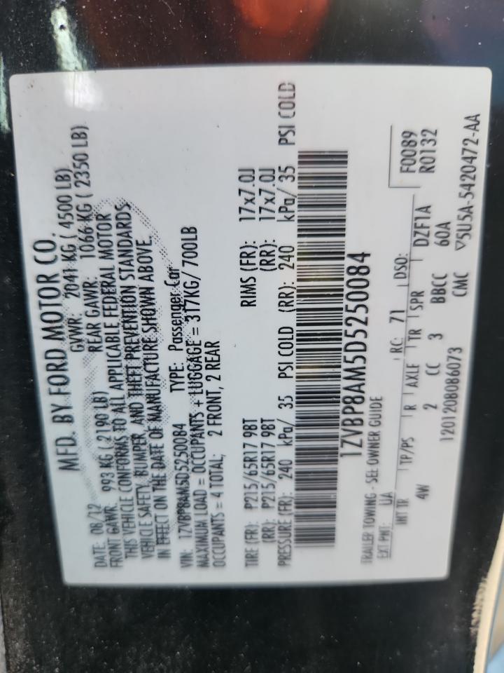 2013 Ford Mustang VIN: 1ZVBP8AM5D5250084 Lot: 86473055