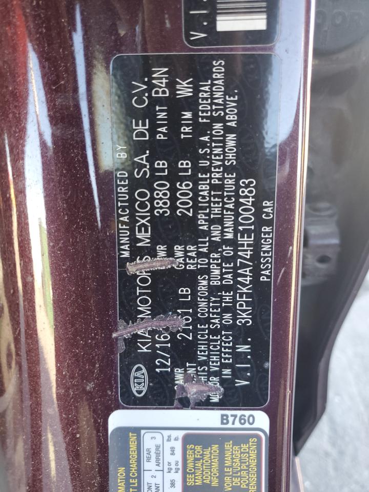 2017 Kia Forte Lx VIN: 3KPFK4A74HE100483 Lot: 86810255