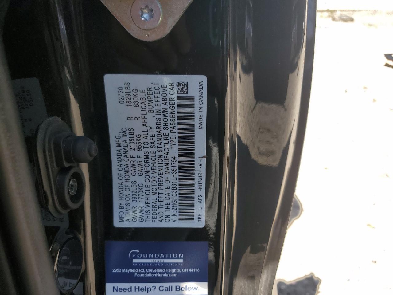 2020 Honda Civic Ex VIN: 2HGFC3B31LH351754 Lot: 84479265