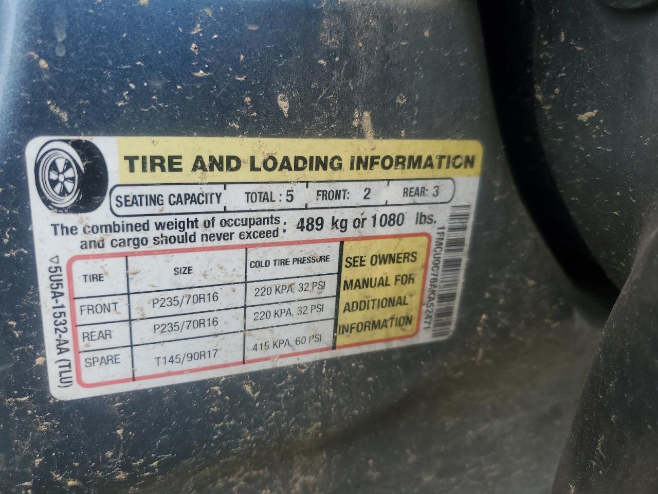 2010 Ford Escape Xls VIN: 1FMCU0C76AKA52471 Lot: 82342015