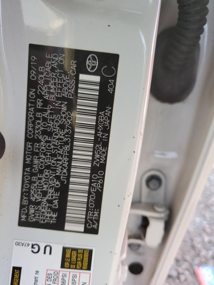 2020 Toyota Prius Prime Le VIN: JTDKARFP8L3137902 Lot: 84217785