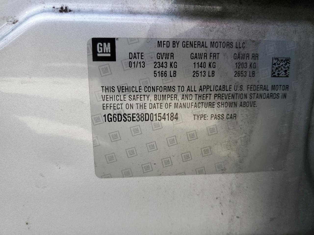2013 Cadillac Cts Premium Collection VIN: 1G6DS5E38D0154184 Lot: 86100325