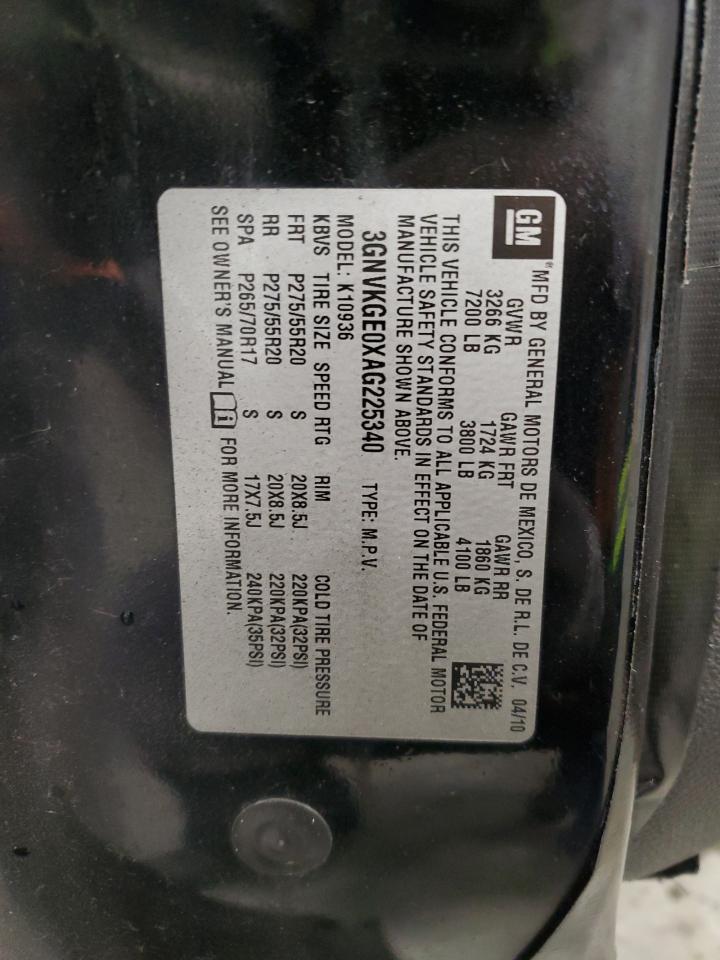 2010 Chevrolet Avalanche Ltz VIN: 3GNVKGE0XAG225340 Lot: 87166225