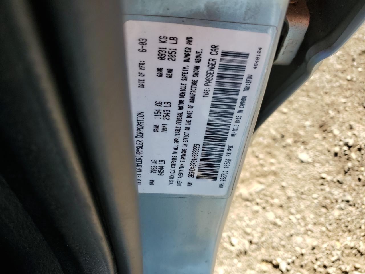 2004 Dodge Intrepid Se VIN: 2B3HD46R34H683223 Lot: 82574715