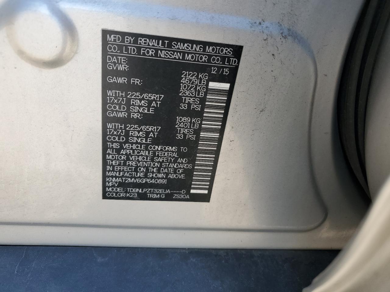 2016 Nissan Rogue S VIN: KNMAT2MV6GP640891 Lot: 82186955