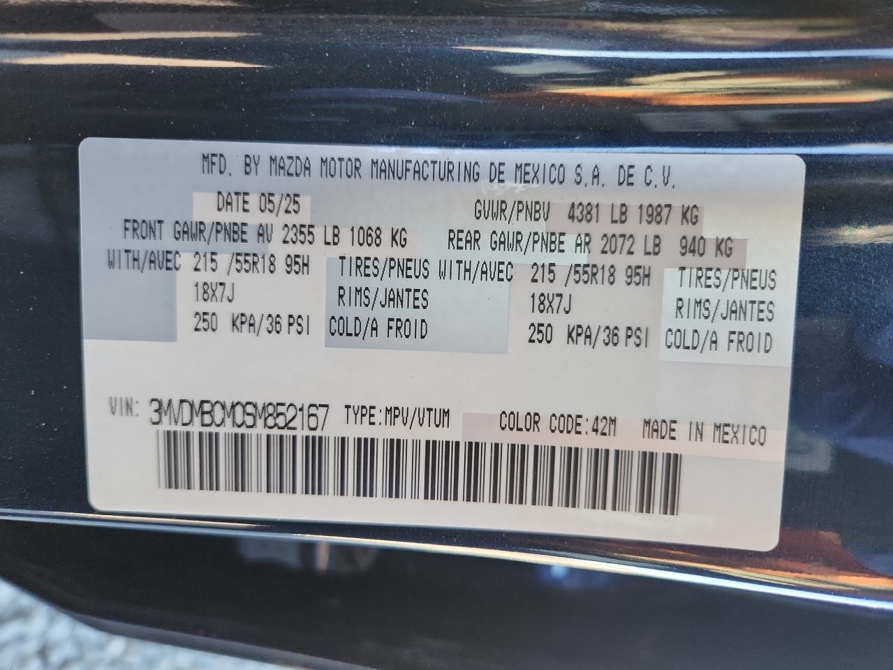 2025 Mazda Cx-30 Preferred VIN: 3MVDMBCM0SM852167 Lot: 90223915