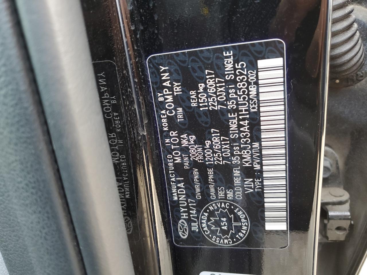 2017 Hyundai Tucson Limited VIN: KM8J33A41HU558325 Lot: 84018925