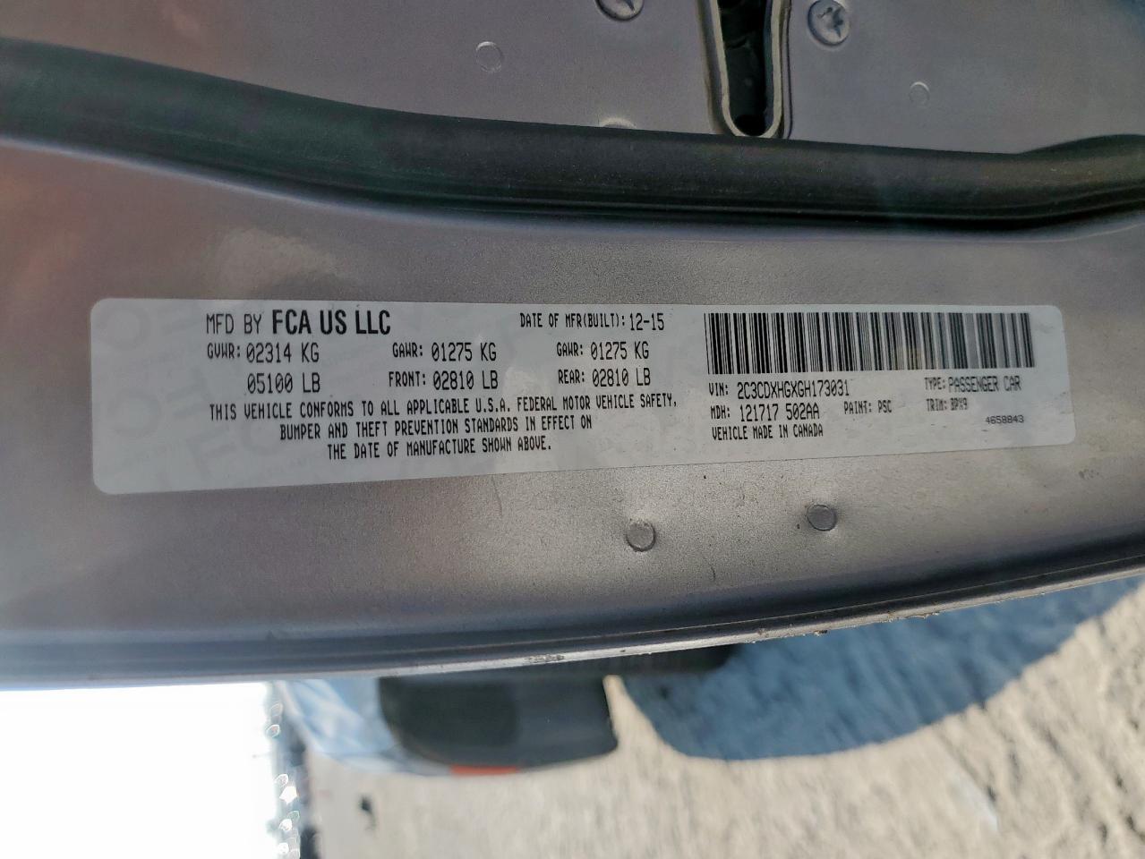 2016 Dodge Charger Sxt VIN: 2C3CDXHGXGH173031 Lot: 84457895