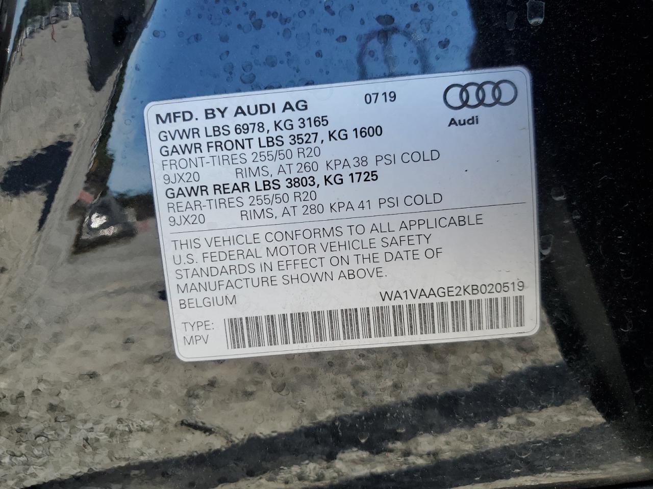 2019 Audi E-Tron Prestige VIN: WA1VAAGE2KB020519 Lot: 82186365