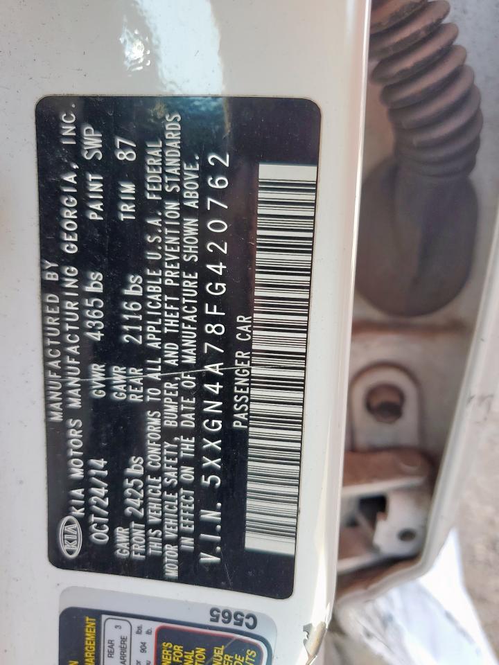 2015 Kia Optima Ex VIN: 5XXGN4A78FG420762 Lot: 90036165