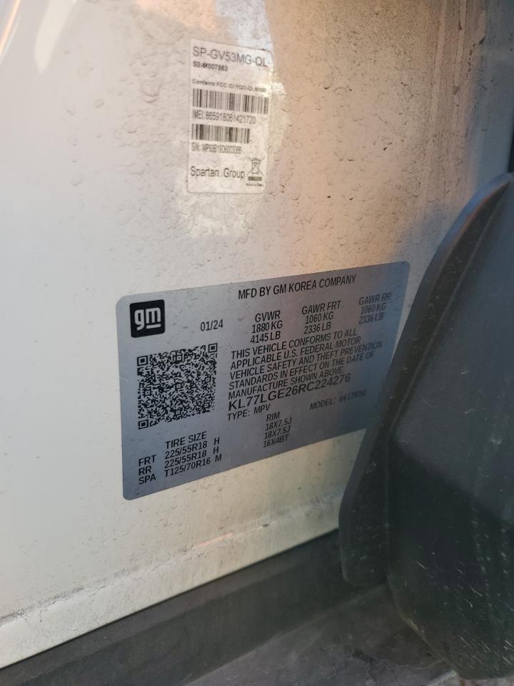 2024 Chevrolet Trax 1Rs VIN: KL77LGE26RC224276 Lot: 82546145