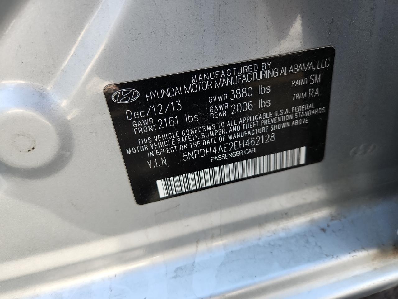 2014 Hyundai Elantra Se VIN: 5NPDH4AE2EH462128 Lot: 82719235