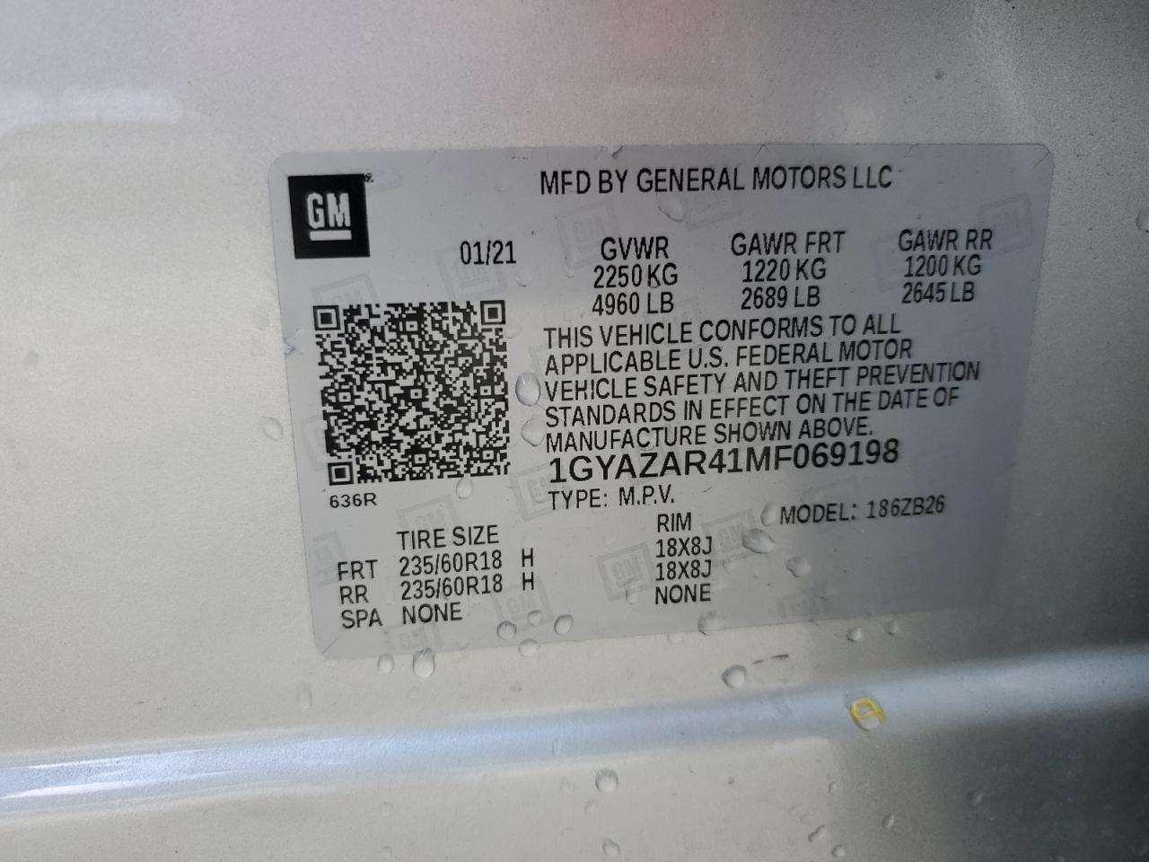 2021 Cadillac Xt4 Luxury VIN: 1GYAZAR41MF069198 Lot: 84867655