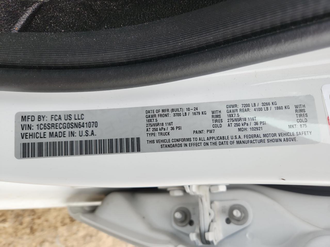 2025 Ram 1500 Tradesman VIN: 1C6SRECG0SN641070 Lot: 89664425