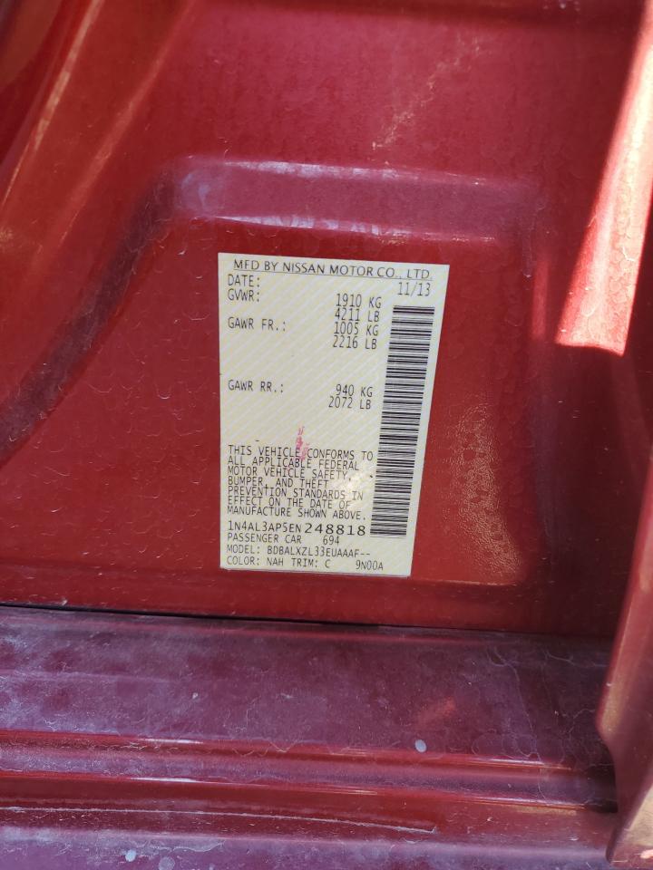 2014 Nissan Altima 2.5 VIN: 1N4AL3AP5EN248818 Lot: 86113905