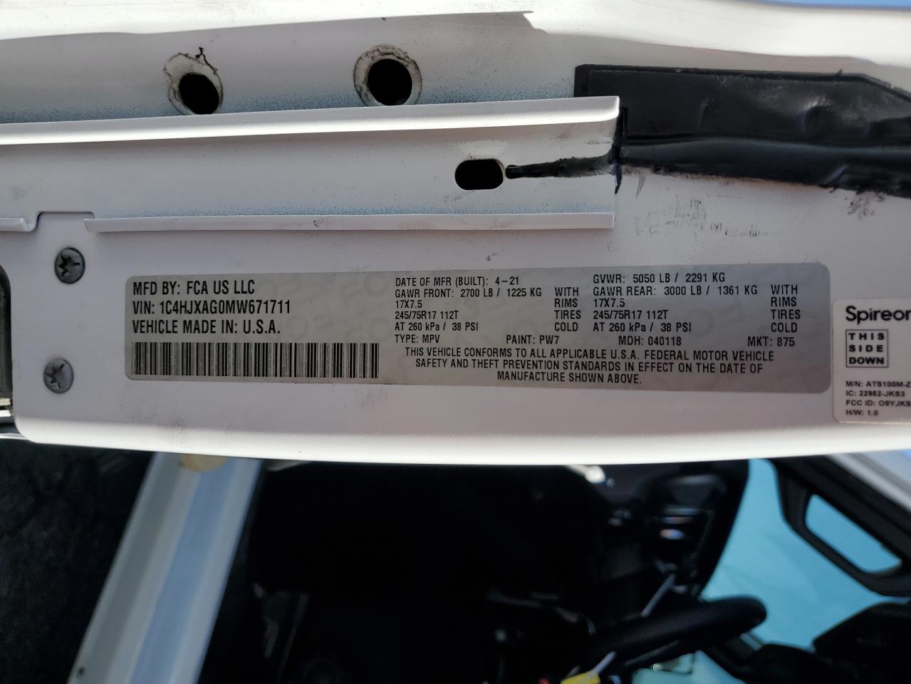 2021 Jeep Wrangler Sport VIN: 1C4HJXAG0MW671711 Lot: 81828035