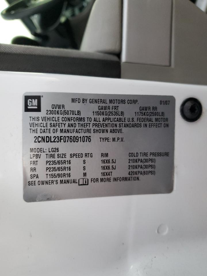 2007 Chevrolet Equinox Ls VIN: 2CNDL23F076091076 Lot: 86104525