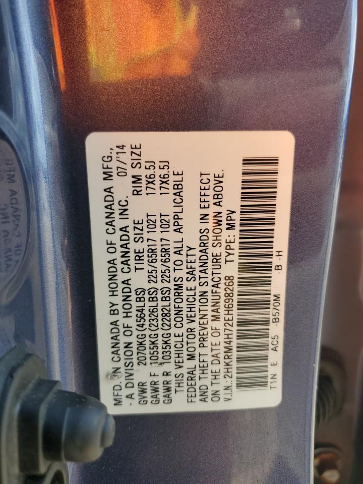 2014 Honda Cr-V Exl VIN: 2HKRM4H72EH698268 Lot: 90121365