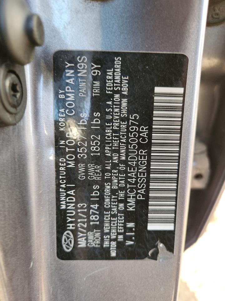 2013 Hyundai Accent Gls VIN: KMHCT4AE4DU505975 Lot: 89684995