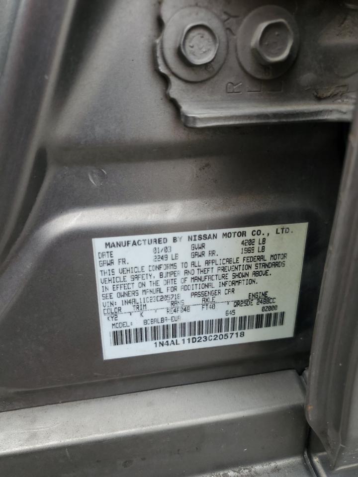 2003 Nissan Altima Base VIN: 1N4AL11D23C205718 Lot: 85092765