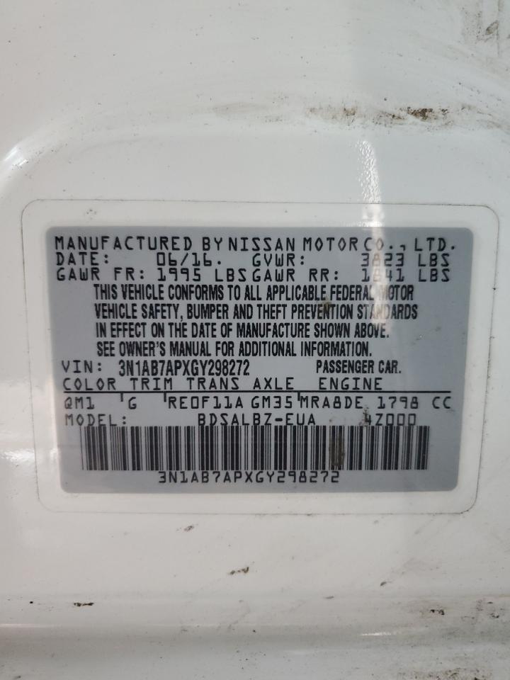 2016 Nissan Sentra S VIN: 3N1AB7APXGY298272 Lot: 86160735