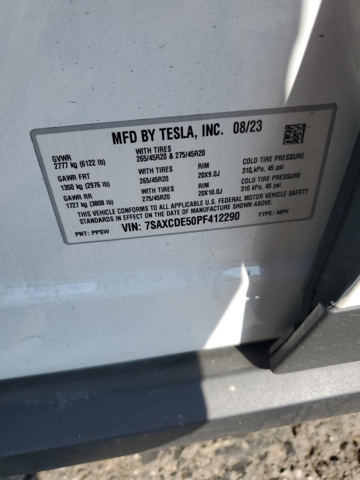 2023 Tesla Model X VIN: 7SAXCDE50PF412290 Lot: 87466605