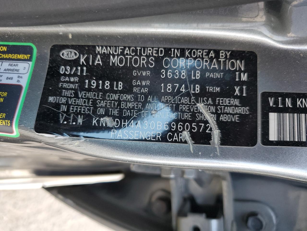 2011 Kia Rio Base VIN: KNADH4A30B6960572 Lot: 89680705