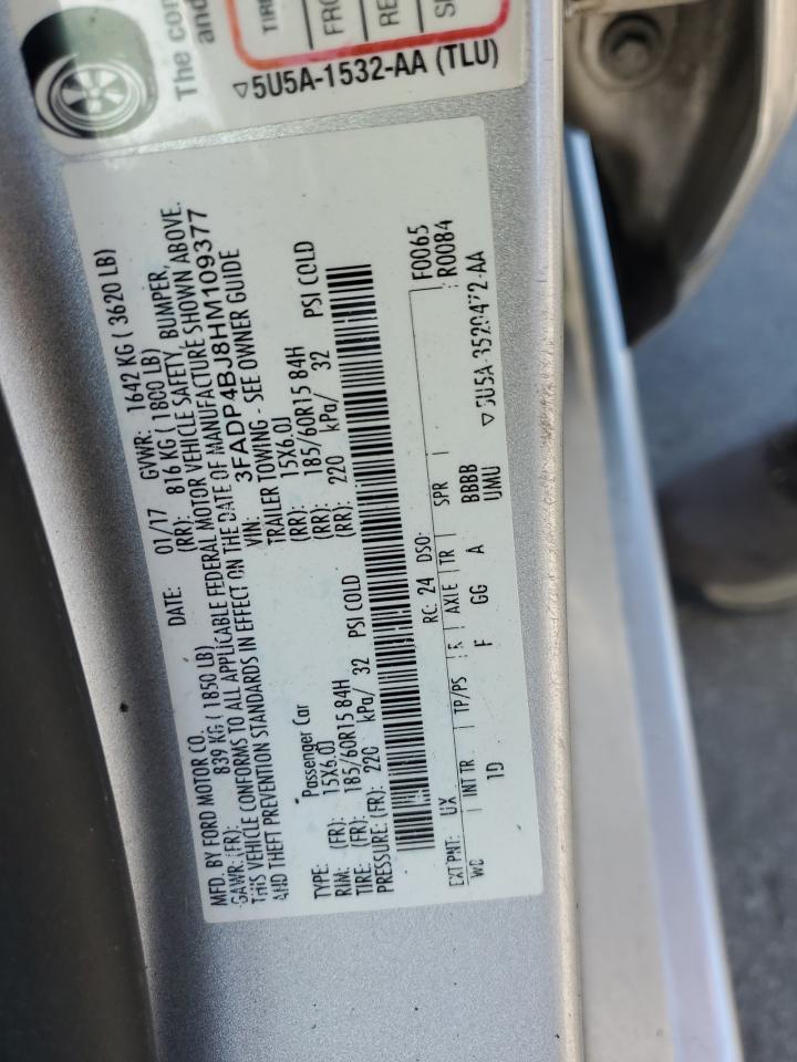 2017 Ford Fiesta Se VIN: 3FADP4BJ8HM109377 Lot: 84789085