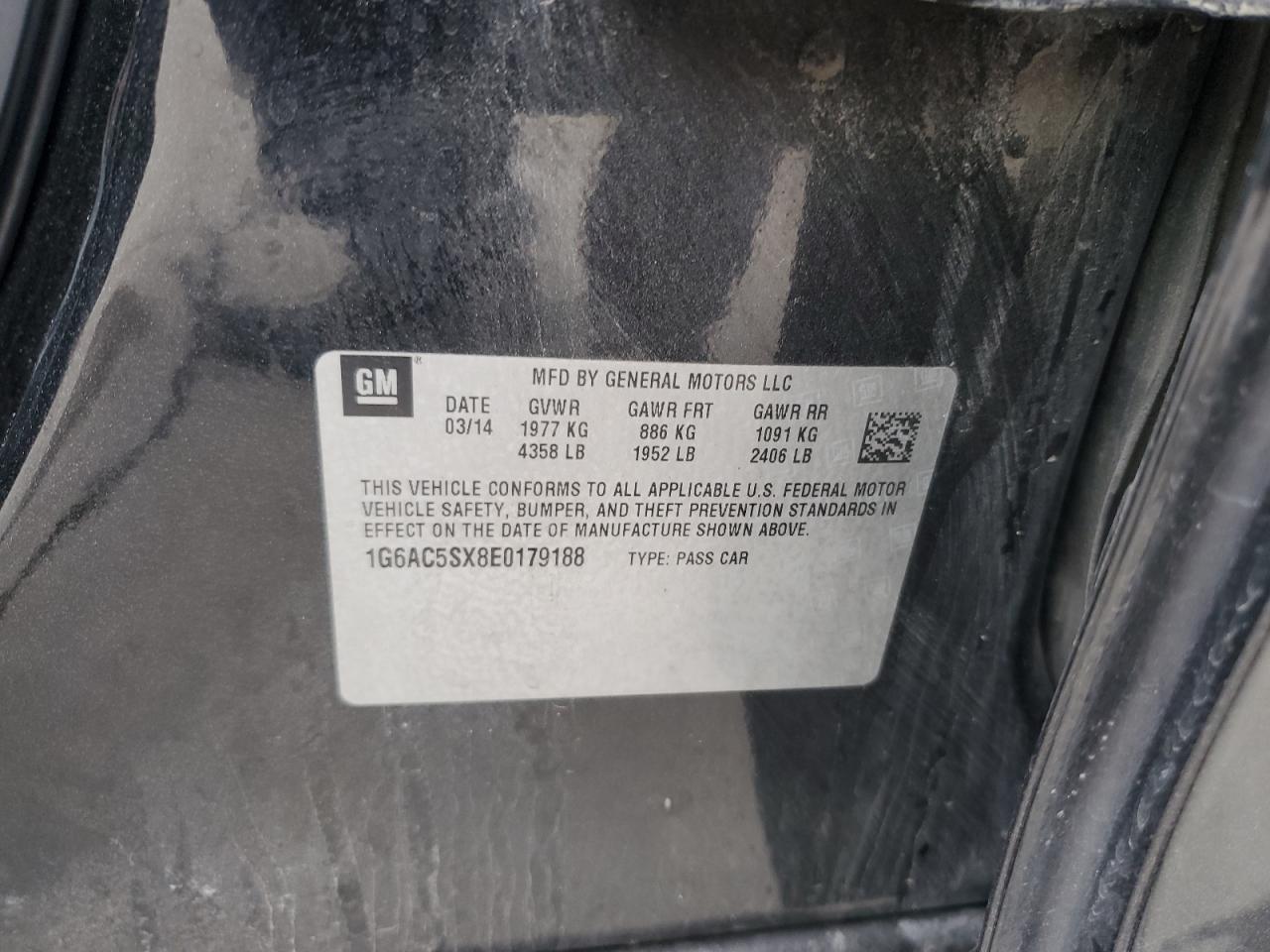 2014 Cadillac Ats Performance VIN: 1G6AC5SX8E0179188 Lot: 86274665