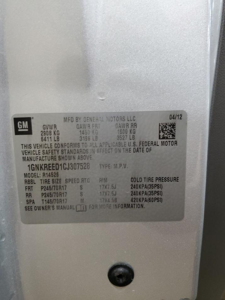 2012 Chevrolet Traverse Ls VIN: 1GNKREED1CJ307528 Lot: 85355725