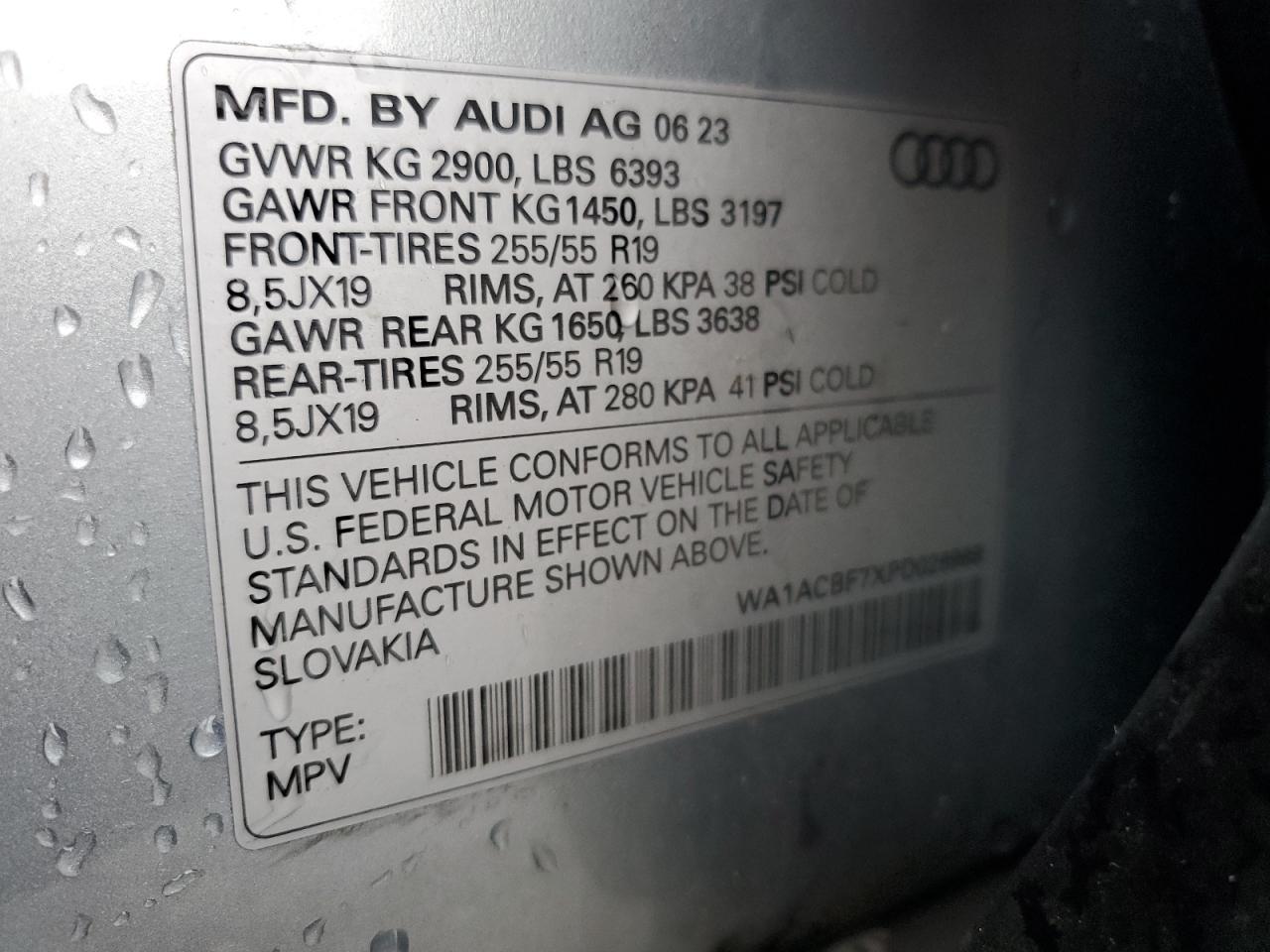 2023 Audi Q7 Premium VIN: WA1ACBF7XPD026968 Lot: 85175275