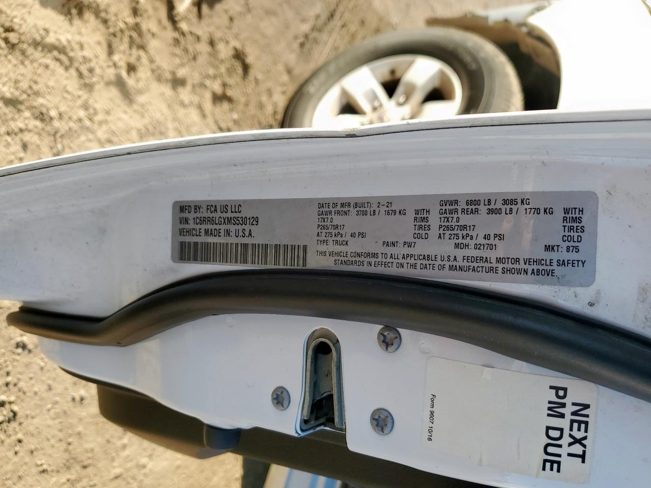 2021 Ram 1500 Classic Slt VIN: 1C6RR6LGXMS530129 Lot: 90129215