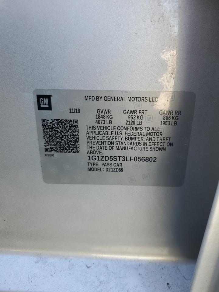 2020 Chevrolet Malibu Lt VIN: 1G1ZD5ST3LF056802 Lot: 82274545