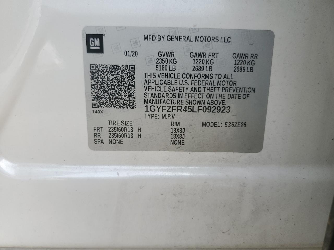 2020 Cadillac Xt4 Sport VIN: 1GYFZFR45LF092923 Lot: 90264155