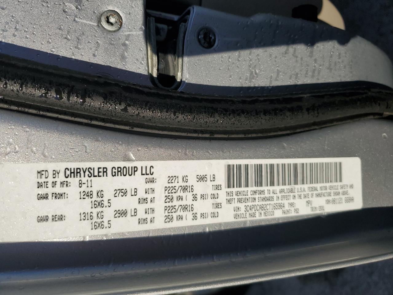 2012 Dodge Journey Se VIN: 3C4PDCAB2CT165964 Lot: 90776825