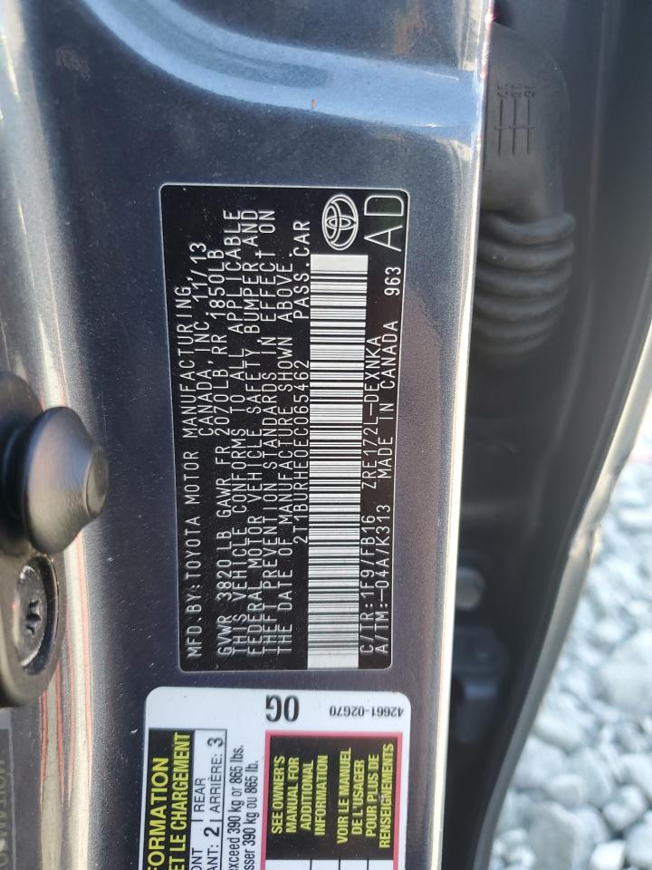 2014 Toyota Corolla L VIN: 2T1BURHE0EC065462 Lot: 84747135