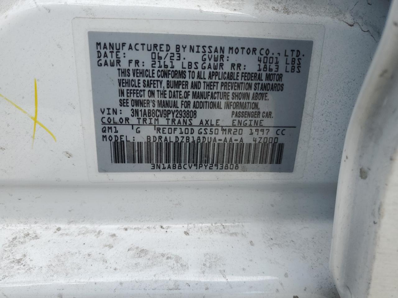 2023 Nissan Sentra Sv VIN: 3N1AB8CV9PY293808 Lot: 82326705