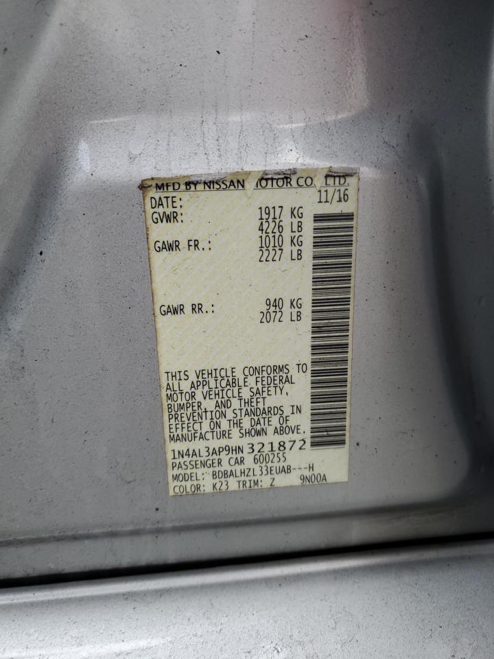 2017 Nissan Altima 2.5 VIN: 1N4AL3AP9HN321872 Lot: 90598485