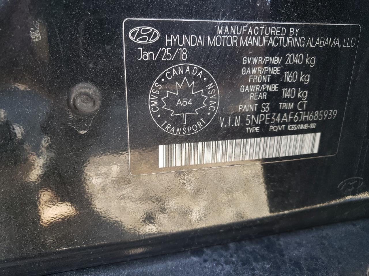 2018 Hyundai Sonata Sport VIN: 5NPE34AF6JH685939 Lot: 85902255