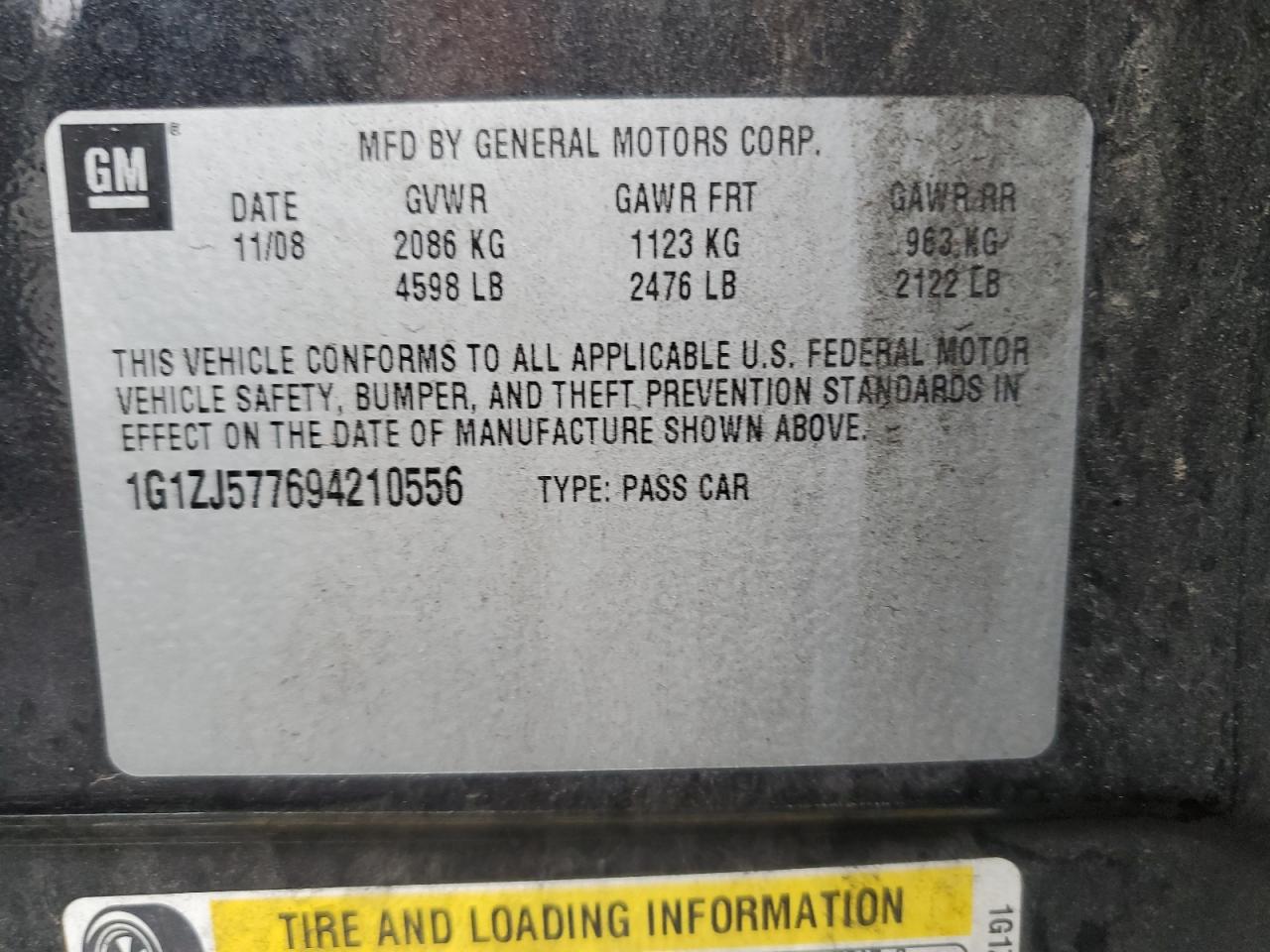 2009 Chevrolet Malibu 2Lt VIN: 1G1ZJ577694210556 Lot: 82290385