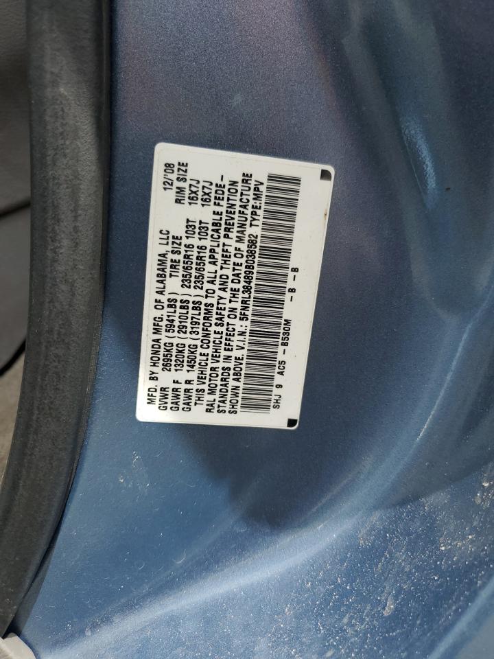 2009 Honda Odyssey Ex VIN: 5FNRL38489B038582 Lot: 85501315