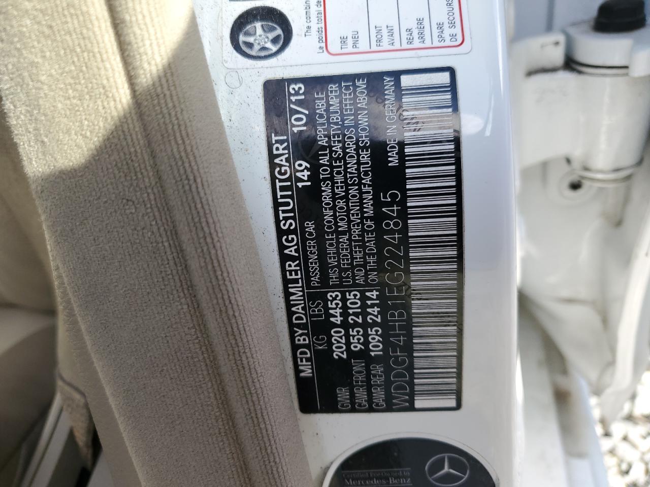 2014 Mercedes-Benz C 250 VIN: WDDGF4HB1EG224845 Lot: 82366245