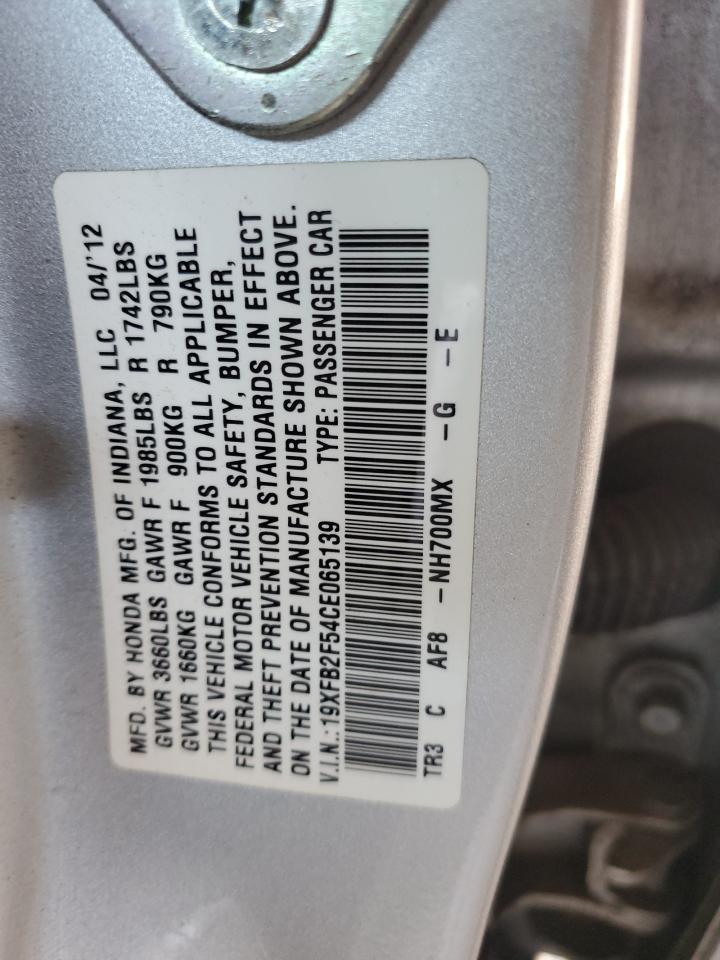 2012 Honda Civic Lx VIN: 19XFB2F54CE065139 Lot: 82254045