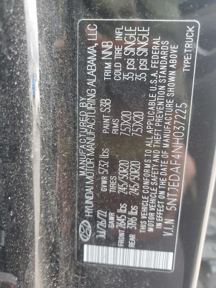 2022 Hyundai Santa Cruz Limited VIN: 5NTJEDAF4NH037225 Lot: 86459795