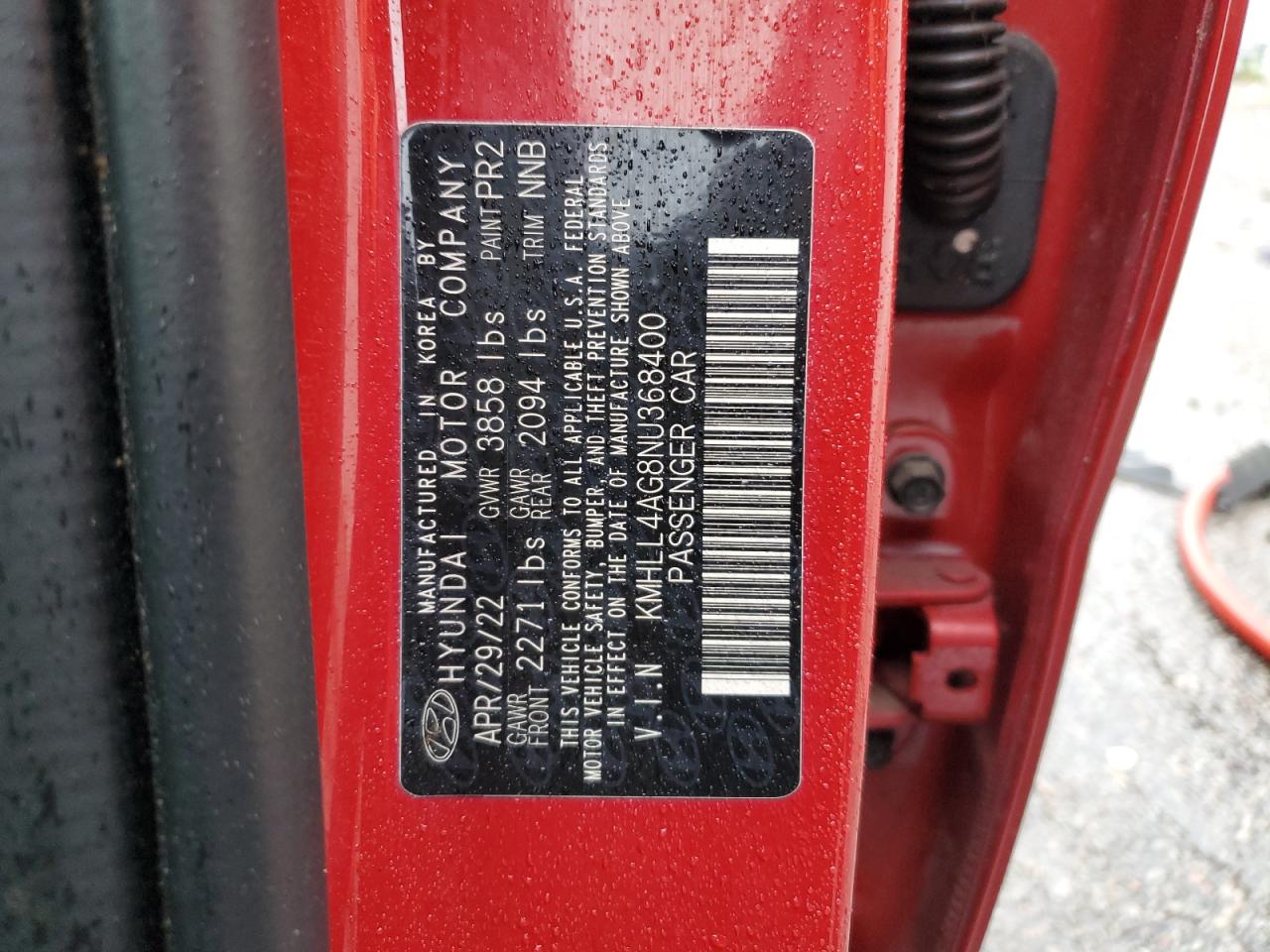 2022 Hyundai Elantra Se VIN: KMHLL4AG8NU368400 Lot: 84995525