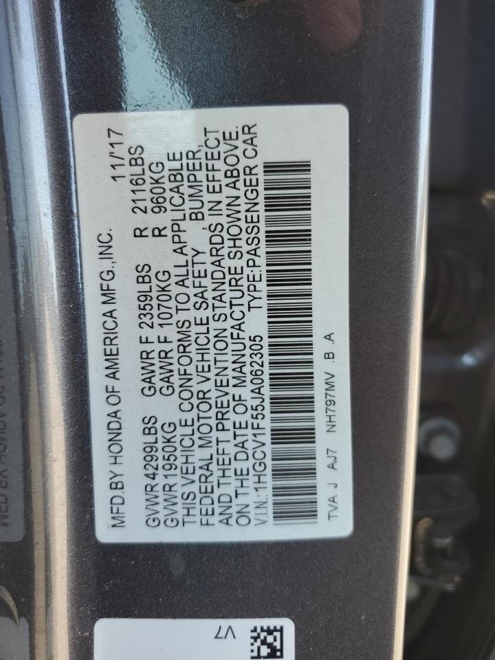 2018 Honda Accord Exl VIN: 1HGCV1F55JA062305 Lot: 82506305
