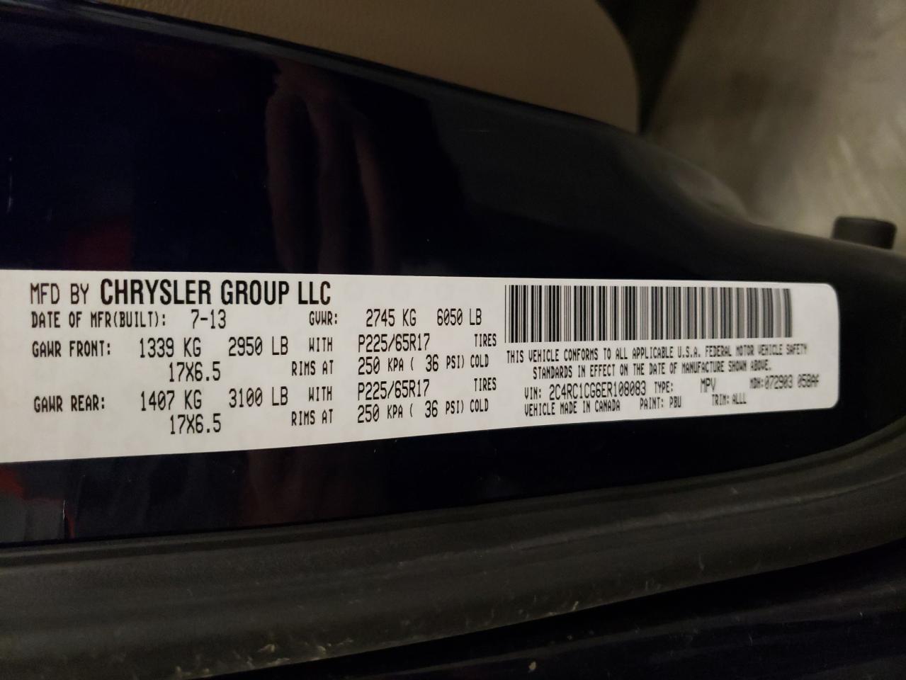 2014 Chrysler Town & Country Touring L VIN: 2C4RC1CG6ER108083 Lot: 84587275