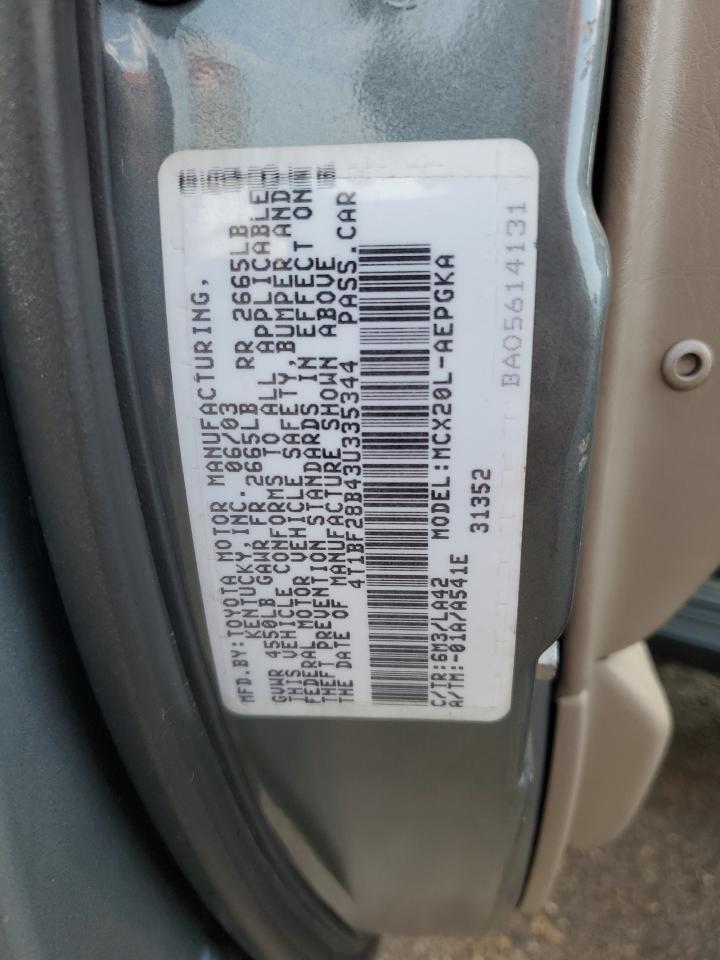 2003 Toyota Avalon Xl VIN: 4T1BF28B43U335344 Lot: 89473875